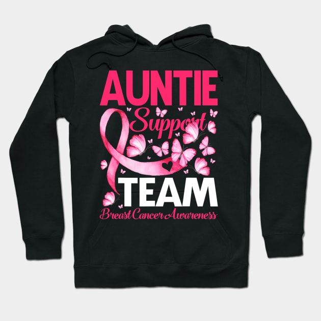 Auntie Support Team Breast Cancer Awareness Butterfly Hoodie by CarolIrvine